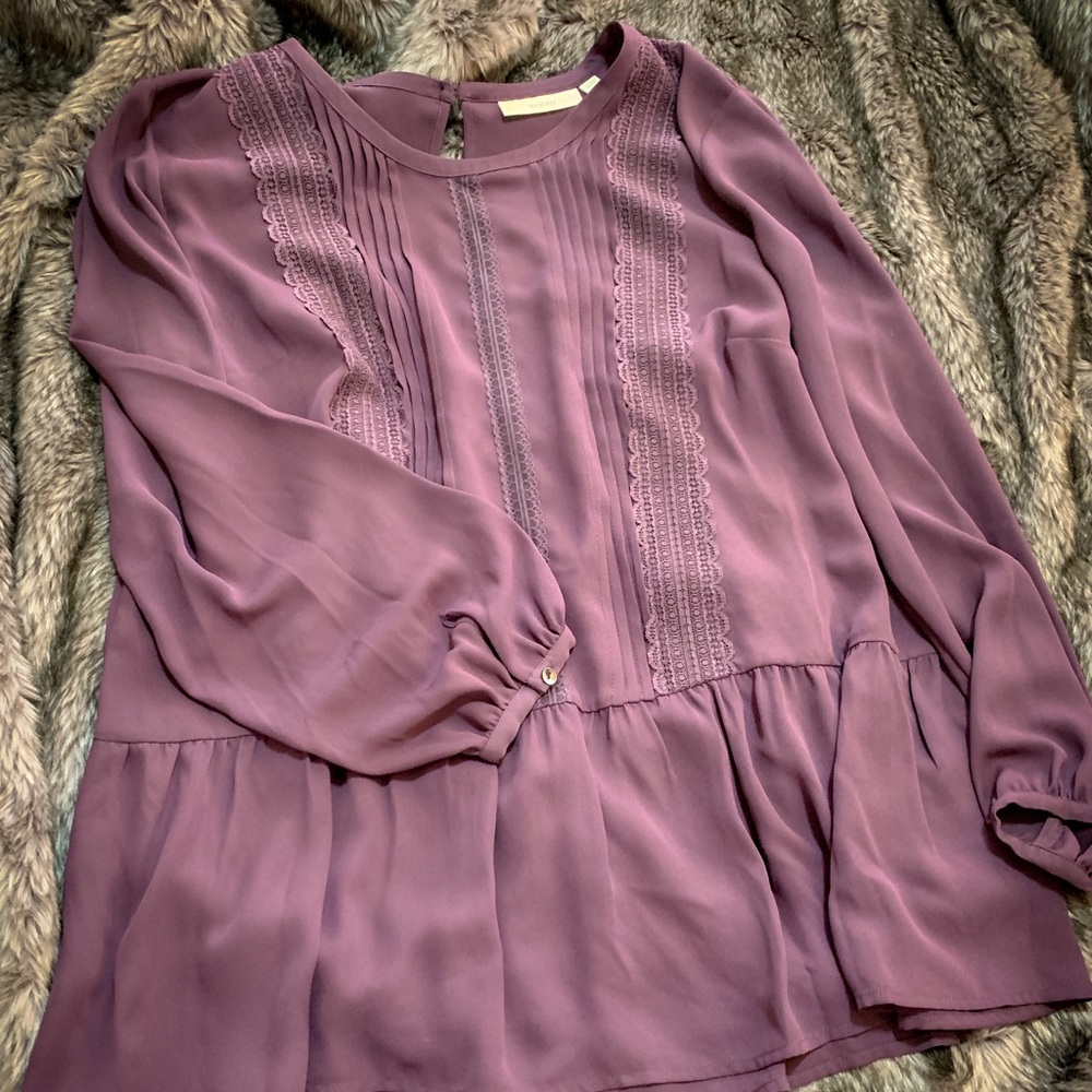 Flowy Peplum top with Lace Accents